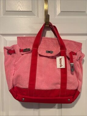 BNWT Viral SUNWIN Boatkin Style Large Pink Tote with Red Trim
